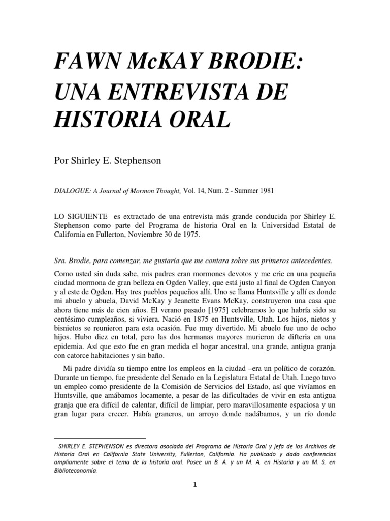 Fawn Mckay Brodie PDF José Smith Epilepsia