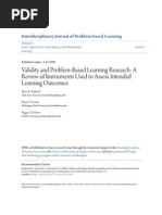 Validity and Problem-Based Learning Research- A Review of Instrum