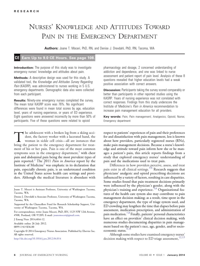 nursing research articles on pain management