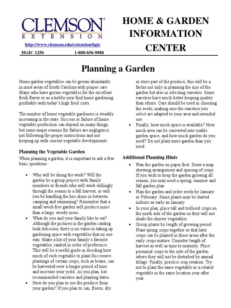 Clemson Planning a Garden Vegetables Soil