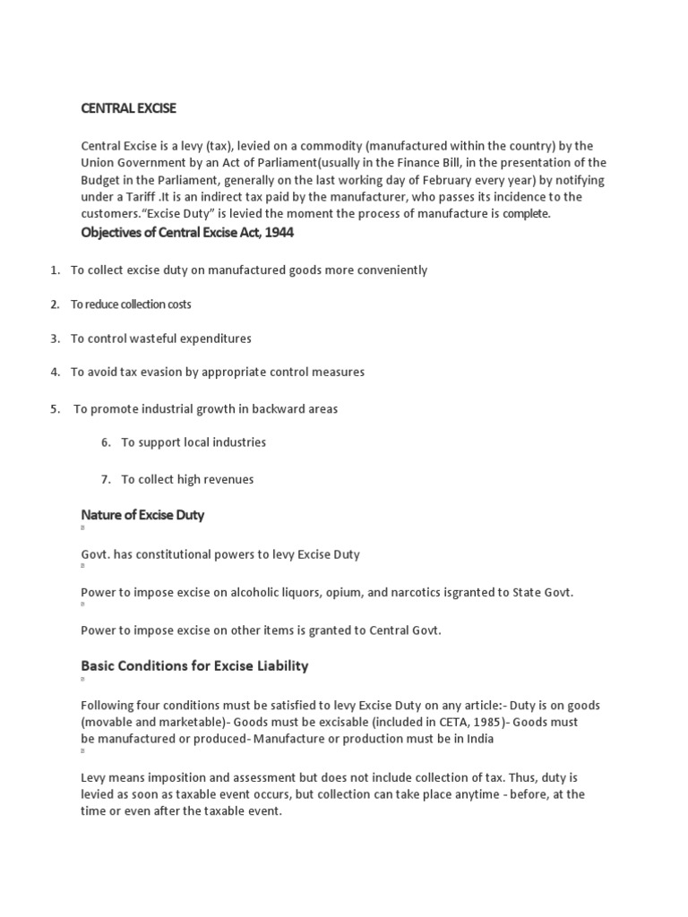 Central Excise | PDF