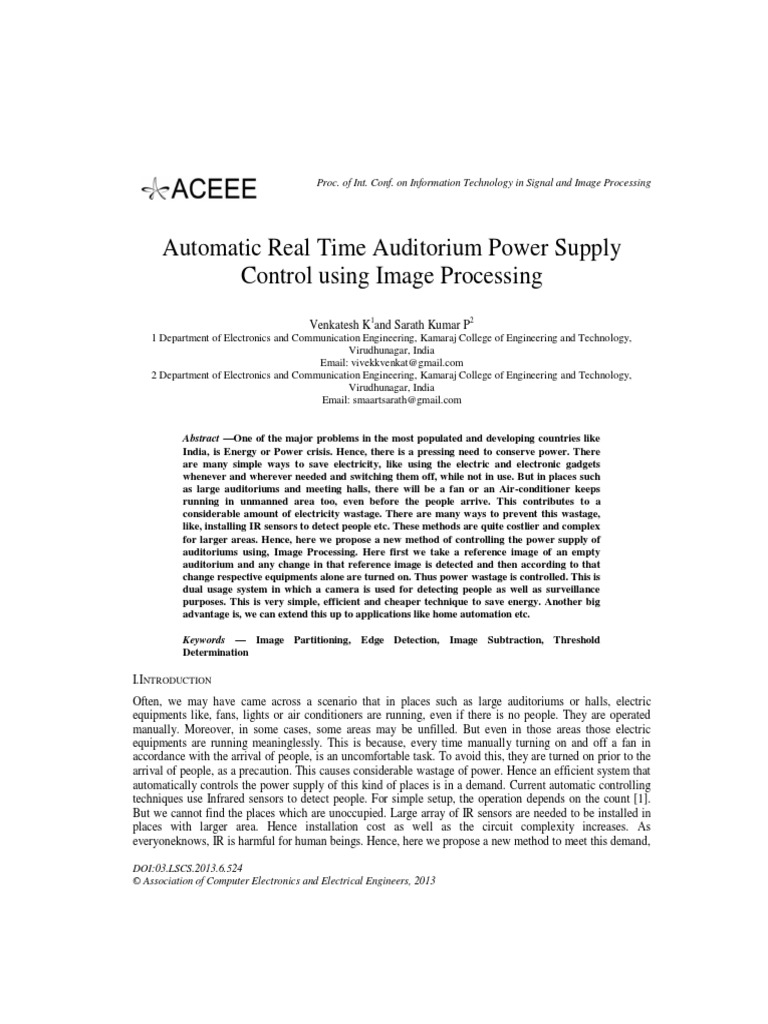 Automatic Real Time Auditorium Power Supply Control Using Image ...