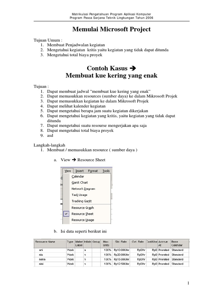 Contoh Proyek Menggunakan MS Project | PDF