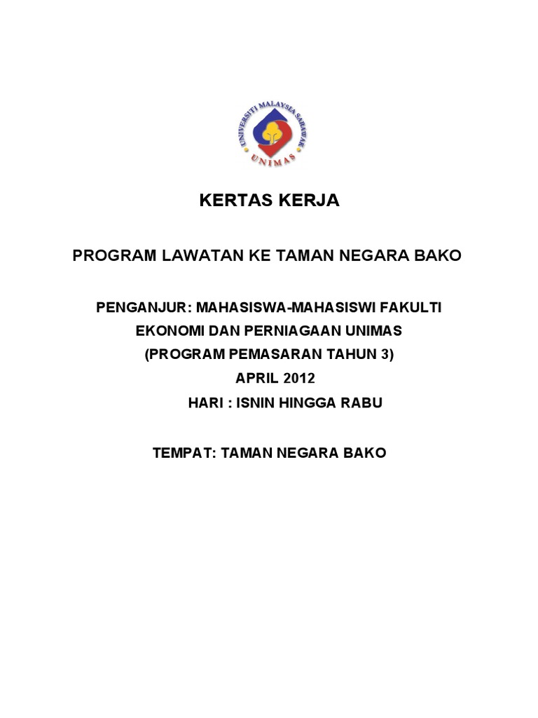 KERTAS KERJA Program Ke Taman Negara Bako