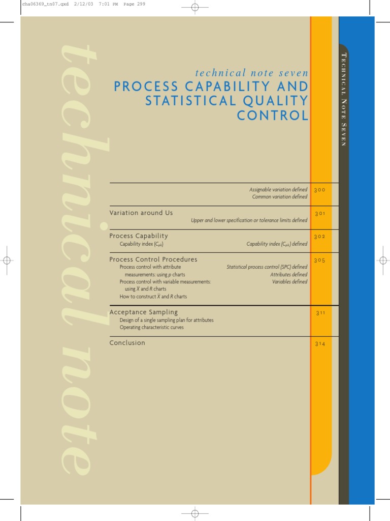 Process Capability and Stastical Quality Control | PDF | Standard ...