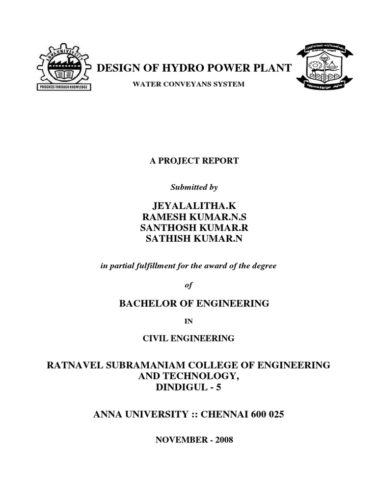 Hydro Power Plant Design Report | PDF | Hydroelectricity | Electricity ...