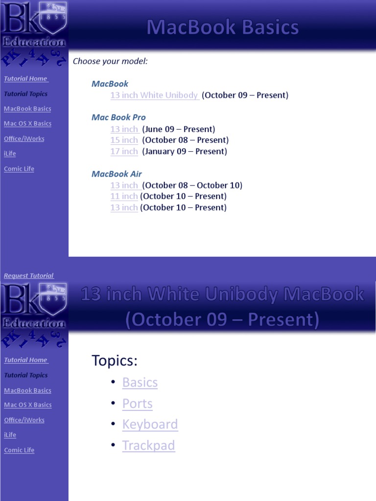Macbook Basics | PDF | I Work | Macintosh