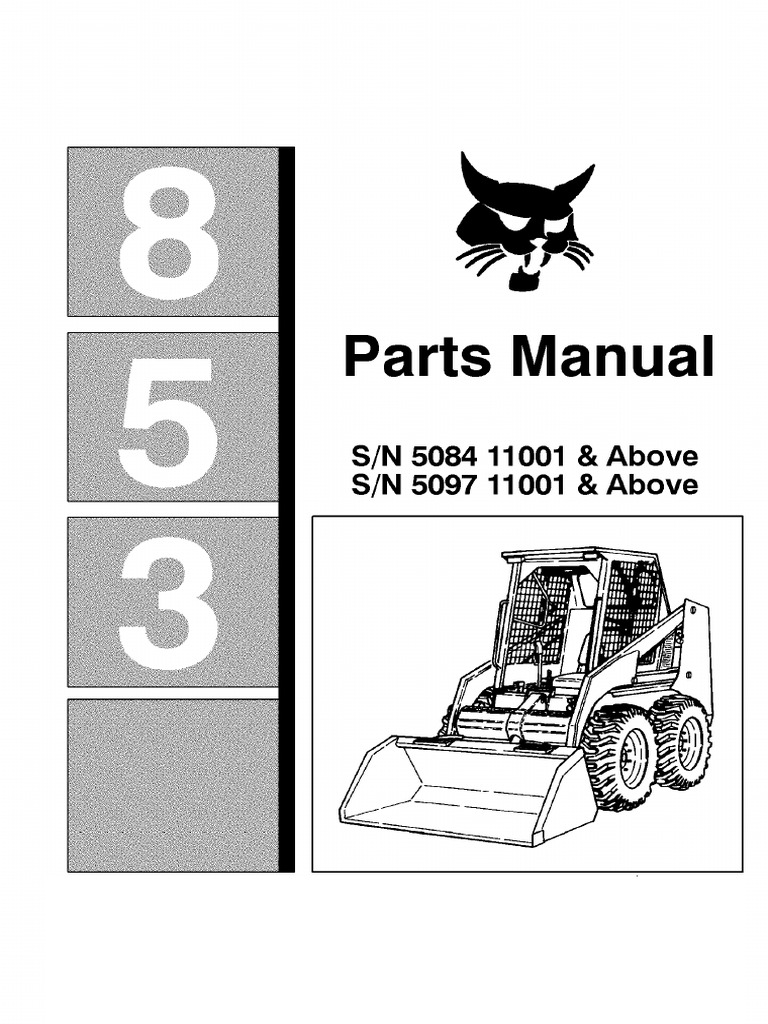 9455470-Bobcat 853 F Parts Manual for Skid Steer Loader ... bobcat 773 hydraulic diagram 