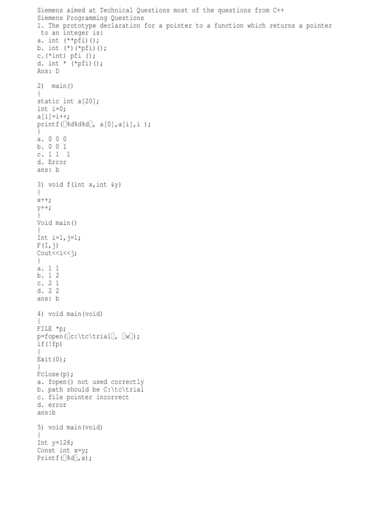 Siemens | PDF | C++ | Constructor (Object Oriented Programming)
