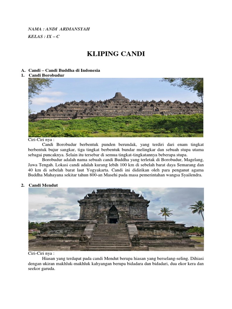 Kliping Candi Hindu Dan Budha