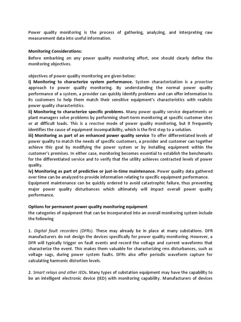 Power Quality Monitoring PDF Signal (Electrical Engineering) Root
