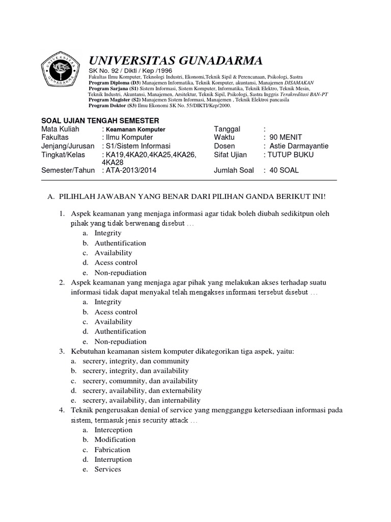 Soal Uts Kemanan Komputer 2013