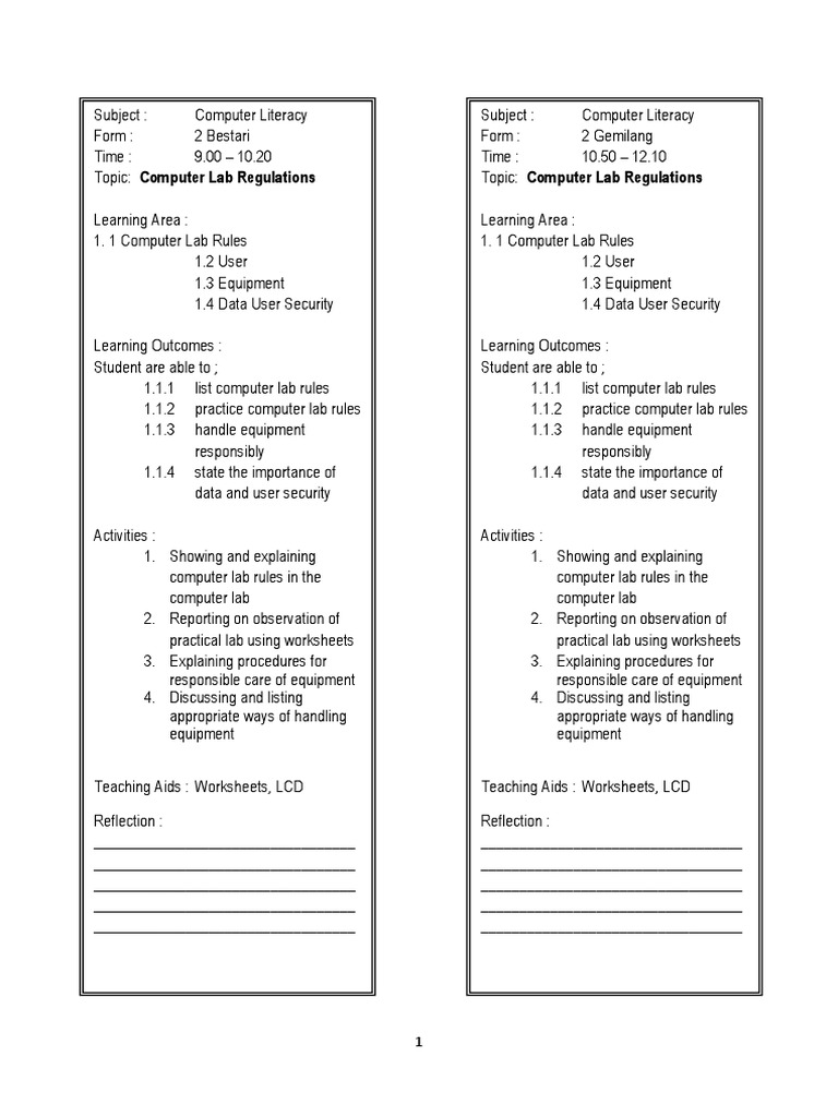 Worksheets Computer Lab Worksheets computer literacy software laboratories