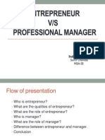 Entrepeneur Vs Manager