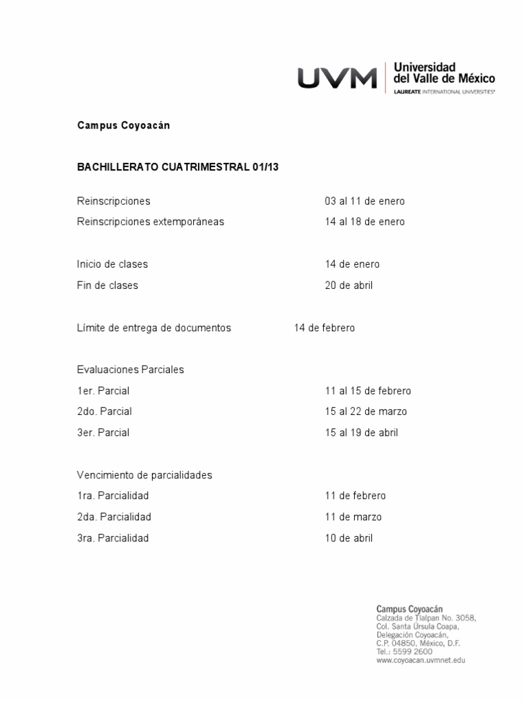 Calendario Uvm PDF Deportes Ocio