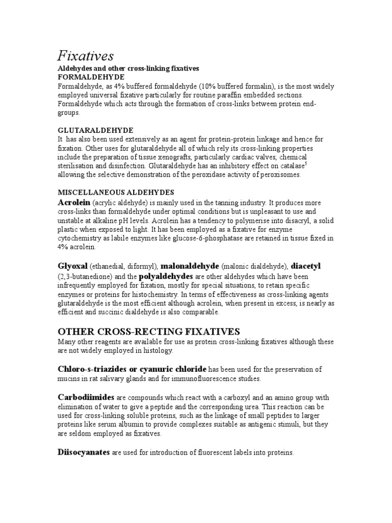 Fixatives For Histology Fixation (Histology) Proteins