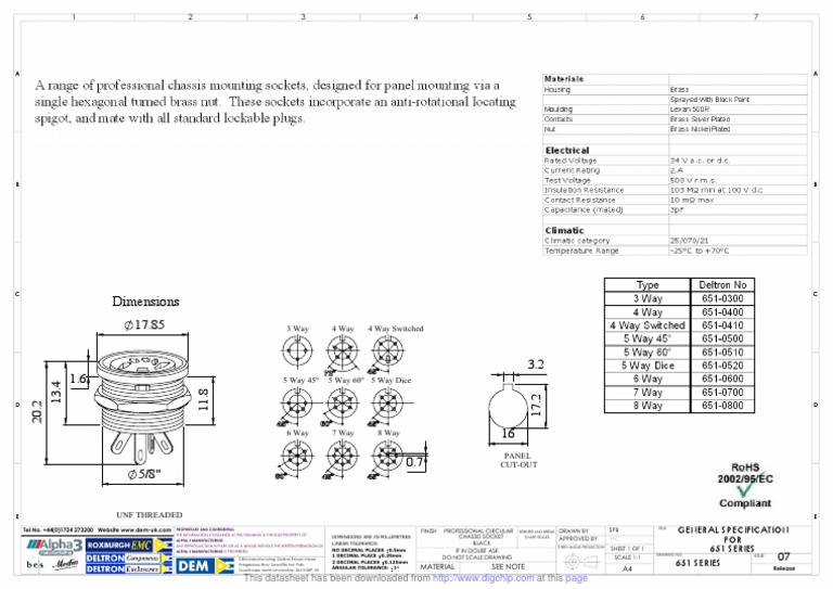 651 Series Chassis Socket Dimensions | PDF