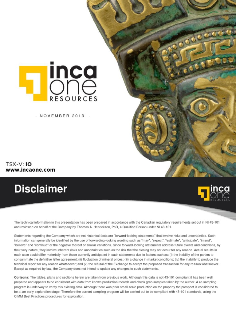 Inca One Gold Ore Processing Strategy | PDF | Mining | Stocks