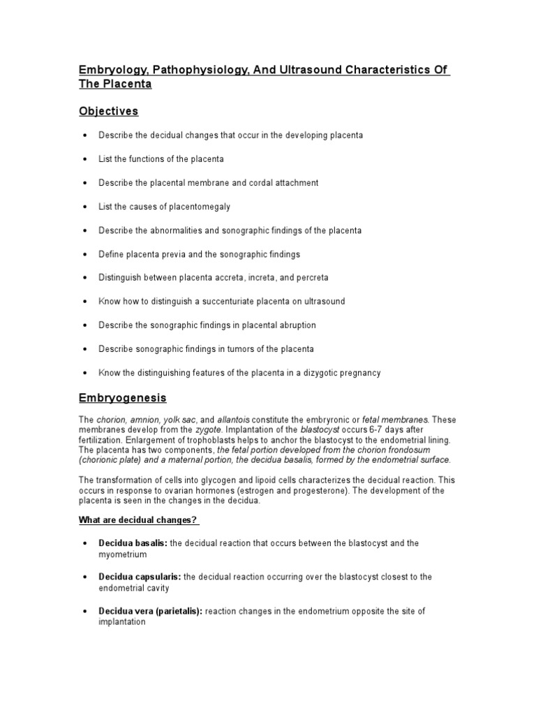 Placenta and Fetal Membranes Overview | PDF | Placenta | Fetus