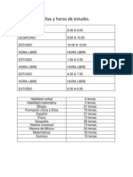 Días y horas de estudio