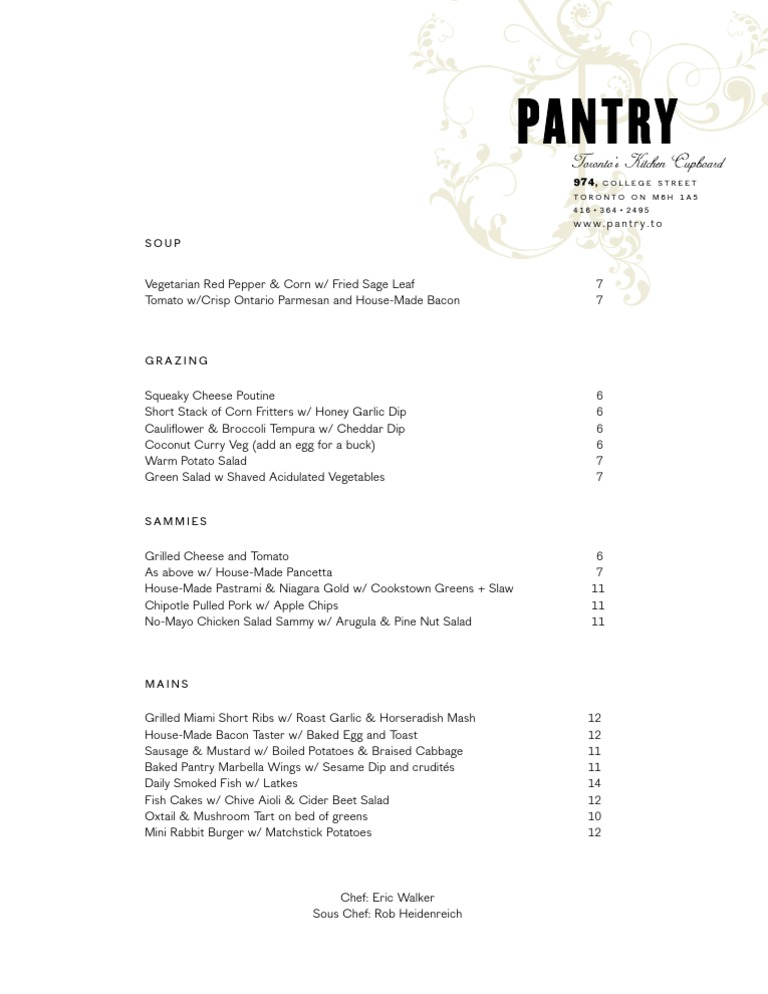 Pantry Cafe Menu PDF