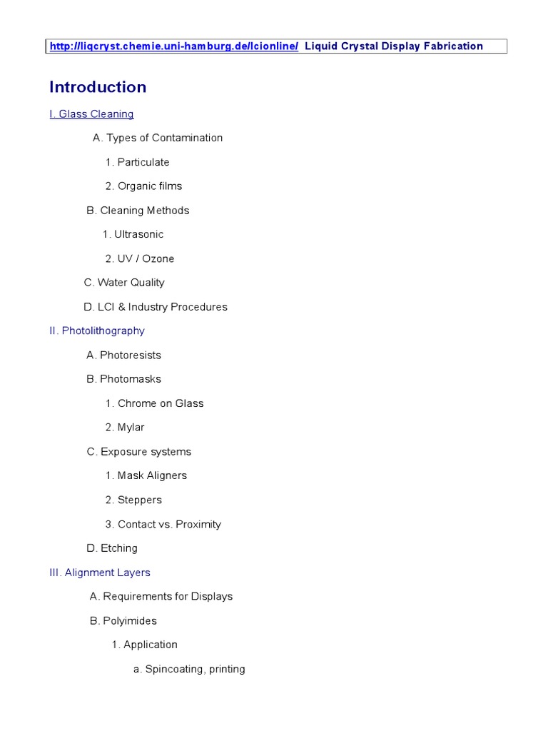 Liquid Crystal Display Fabrication Pdf Photolithography Liquid