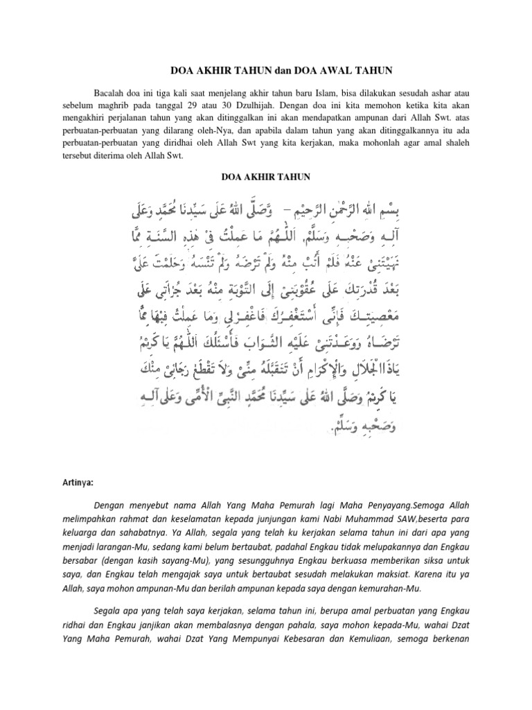 Doa Akhir Tahun Dan Doa Awal Tahun