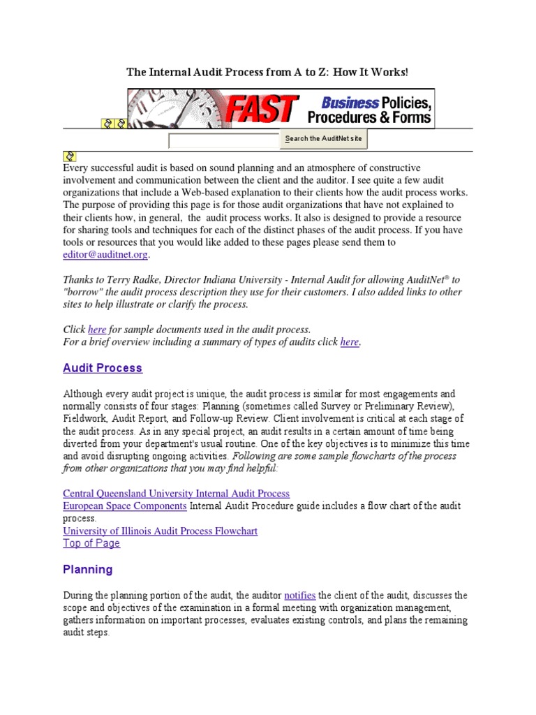 The Internal Audit Process From A To Z | PDF | Internal Audit | Audit
