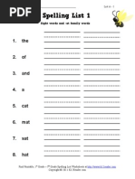 Spelling Word List a 1