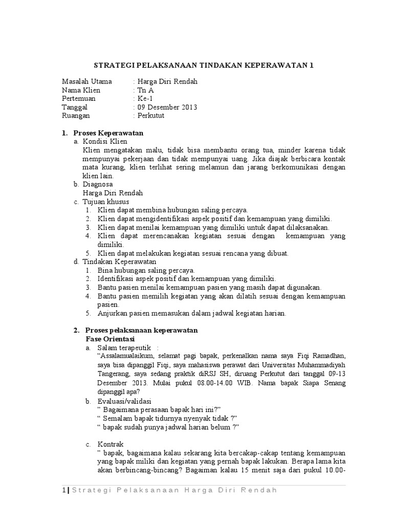 SP Harga Diri Rendah