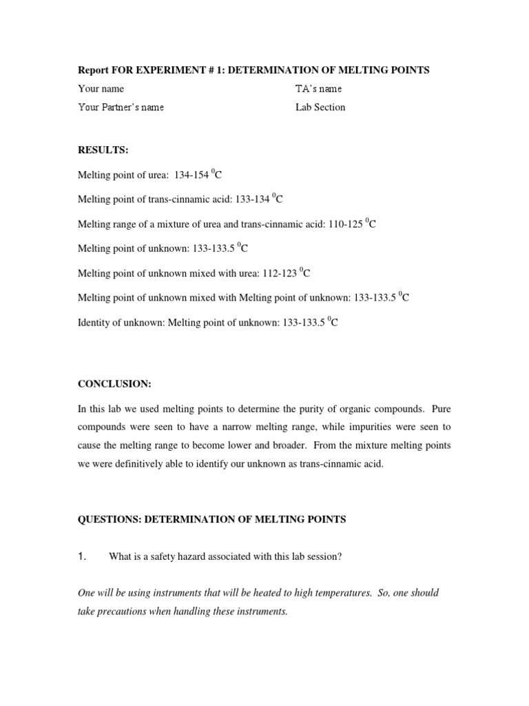 Lab Report Chemistry PDF