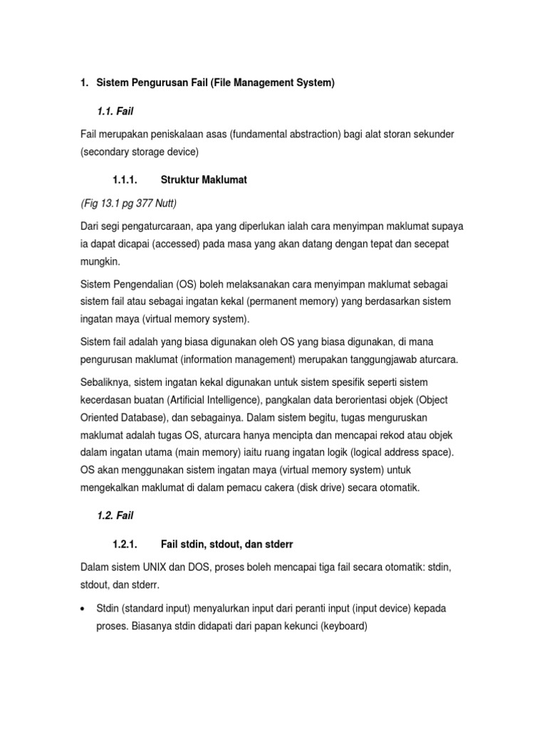 Nota OS Pengurusan Fail | PDF
