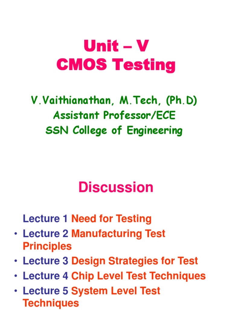 CMOS Testing Principles in VLSI | PDF | Computer Hardware | Digital ...