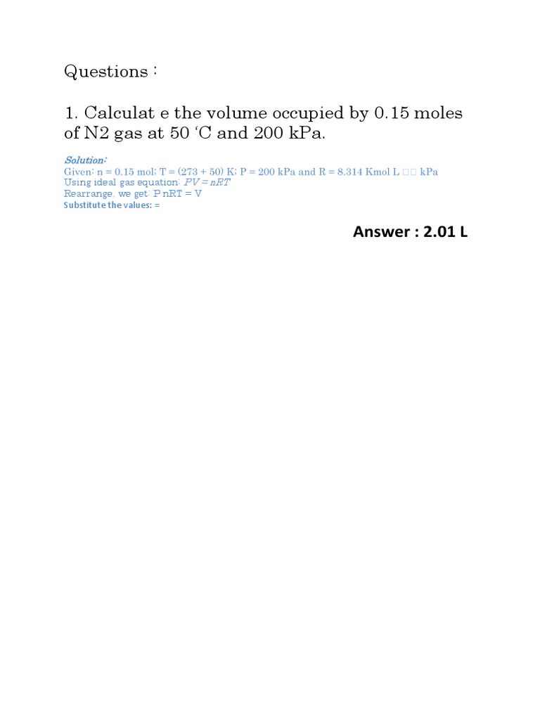 Gas Law Question PDF