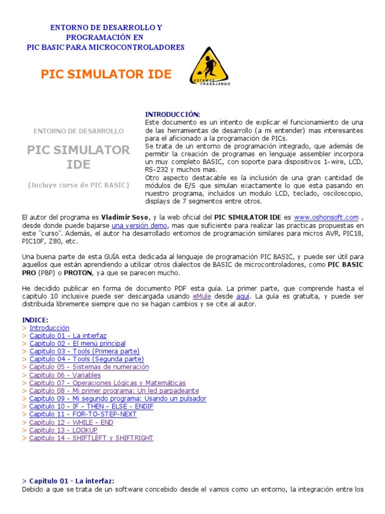 Guía de PIC Simulator IDE y PIC BASIC | PDF | Poco | Ingeniería Informática