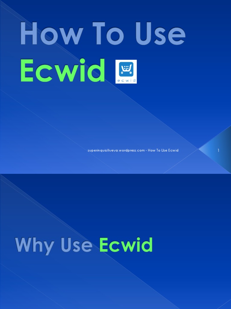 How To Use Ecwid (For Beginners) | PDF