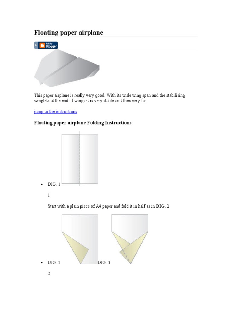 Floating Paper airplanes Airplane Flap (Aeronautics)