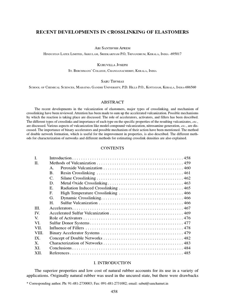 Advances in Sulfur Crosslinking Techniques | PDF | Cross Link | Sulfur