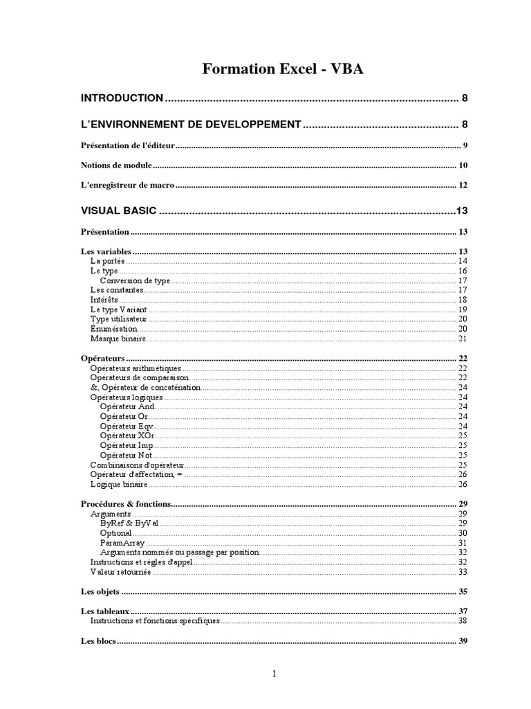 Formation VB A | PDF | Visual Basic for Applications | Programmation ...