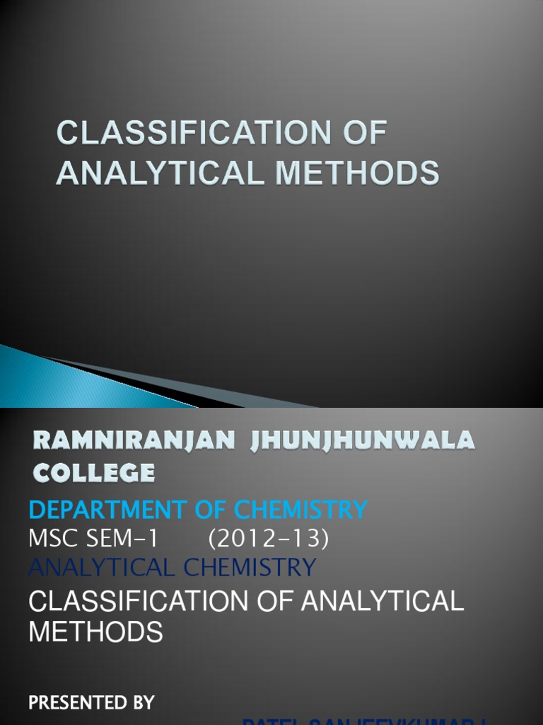Classification of Analytical Methods | PDF | Analytical Chemistry ...