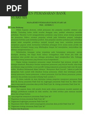 Manajemen Pemasaran Bank Syari