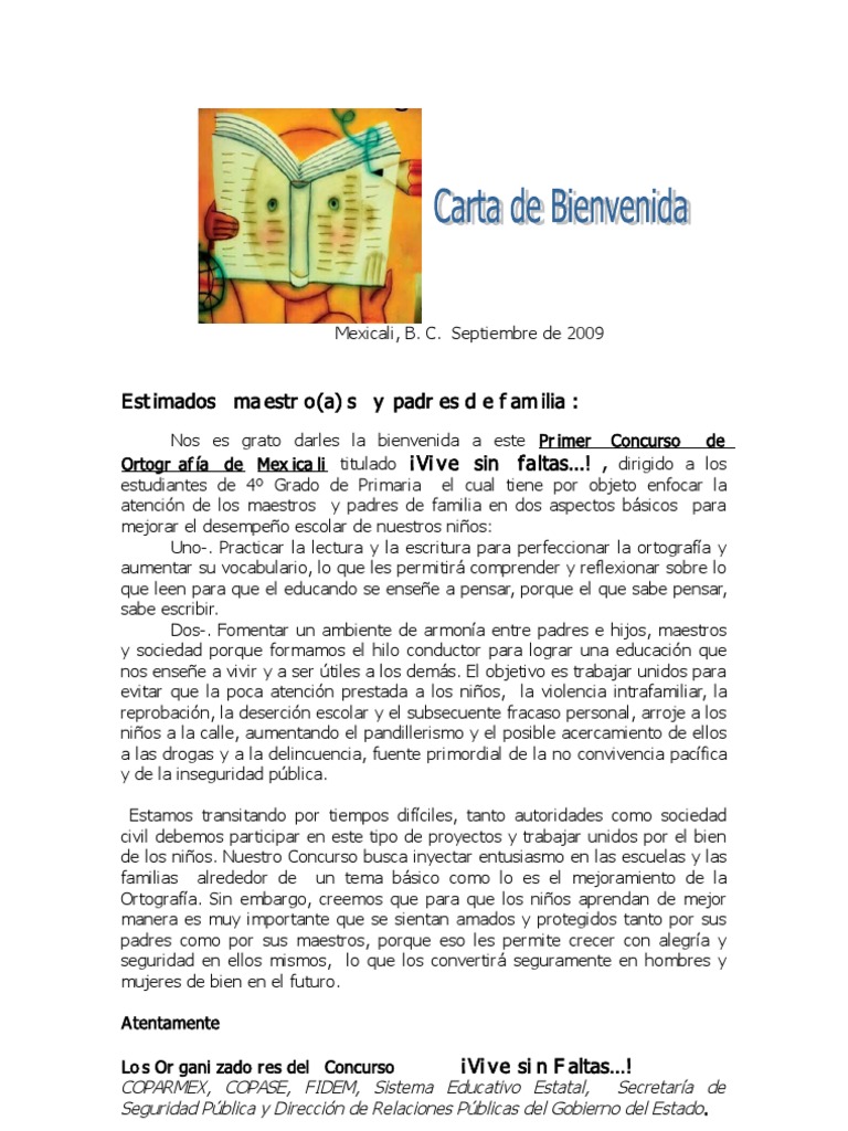 1 Carta de Bienvenida Al Concurso
