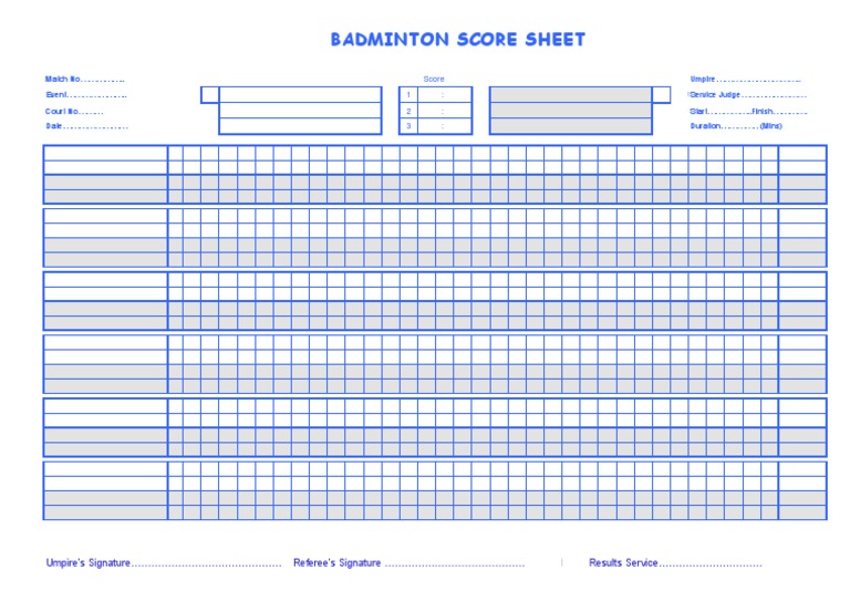 Umpire Score Sheet PDF