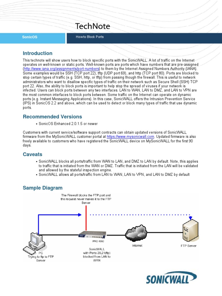 Block Ports in SonicWALL Firewall | PDF | Port (Computer Networking ...