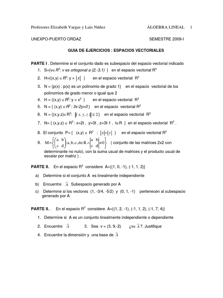 Ejercicios Resueltos de Álgebra Lineal | PDF | Espacio vectorial | Base ...