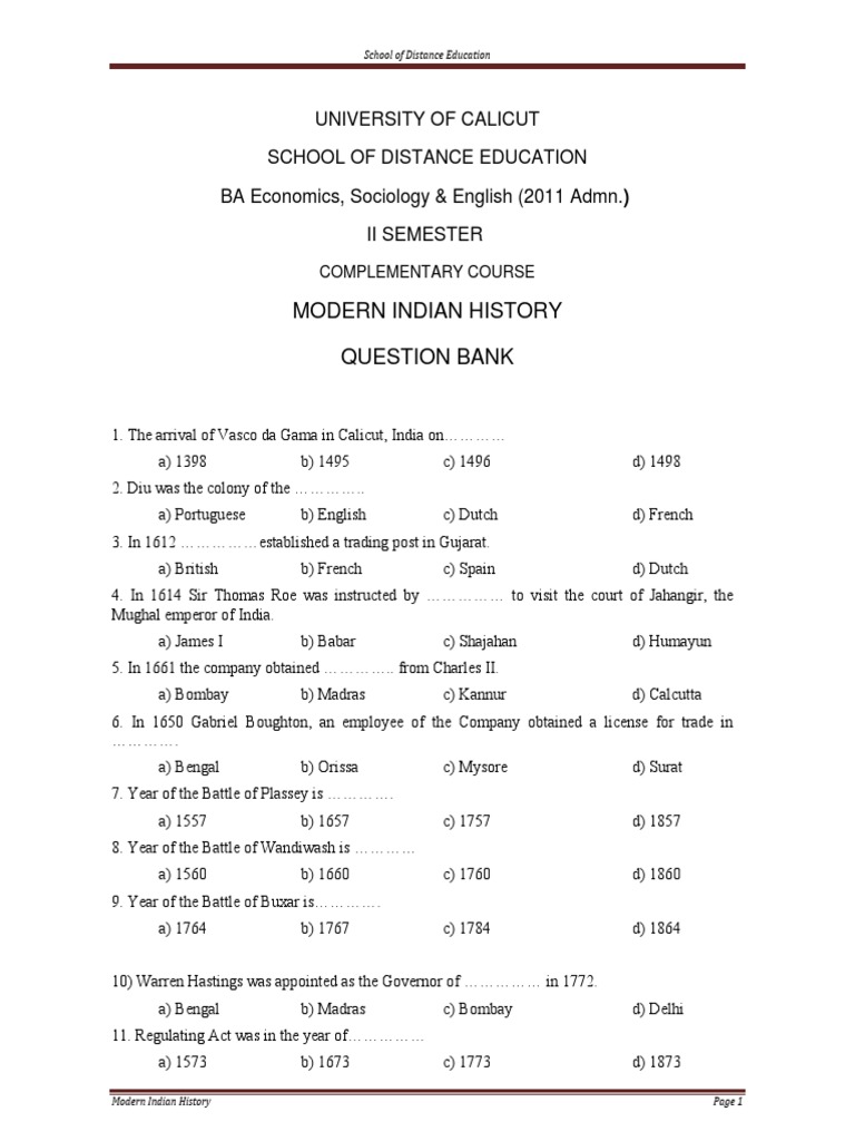 QuestionBank History | PDF