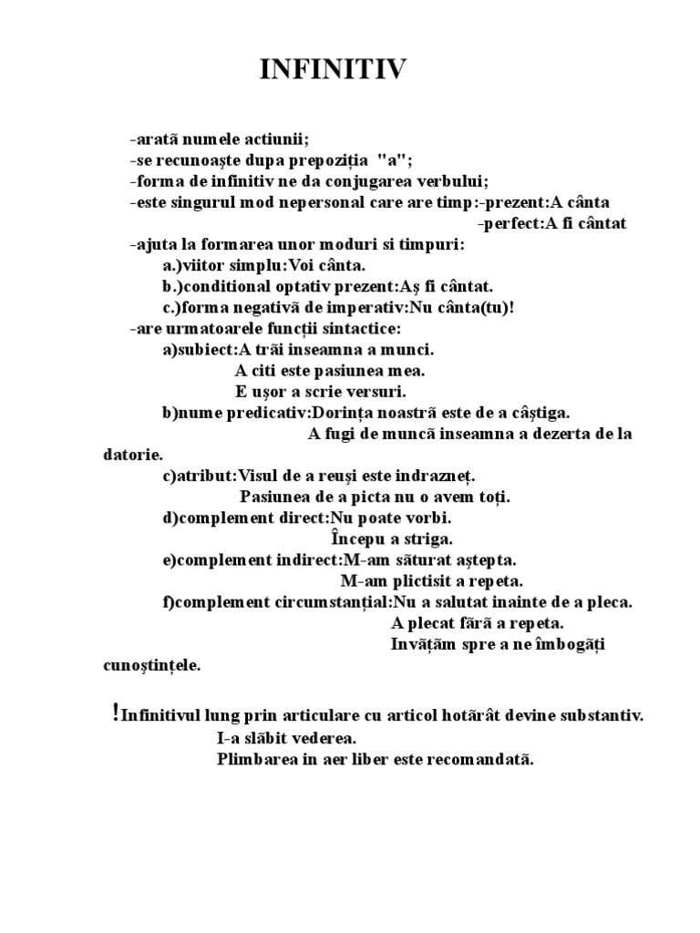Modurile Nepersonale Ale Verbului | PDF