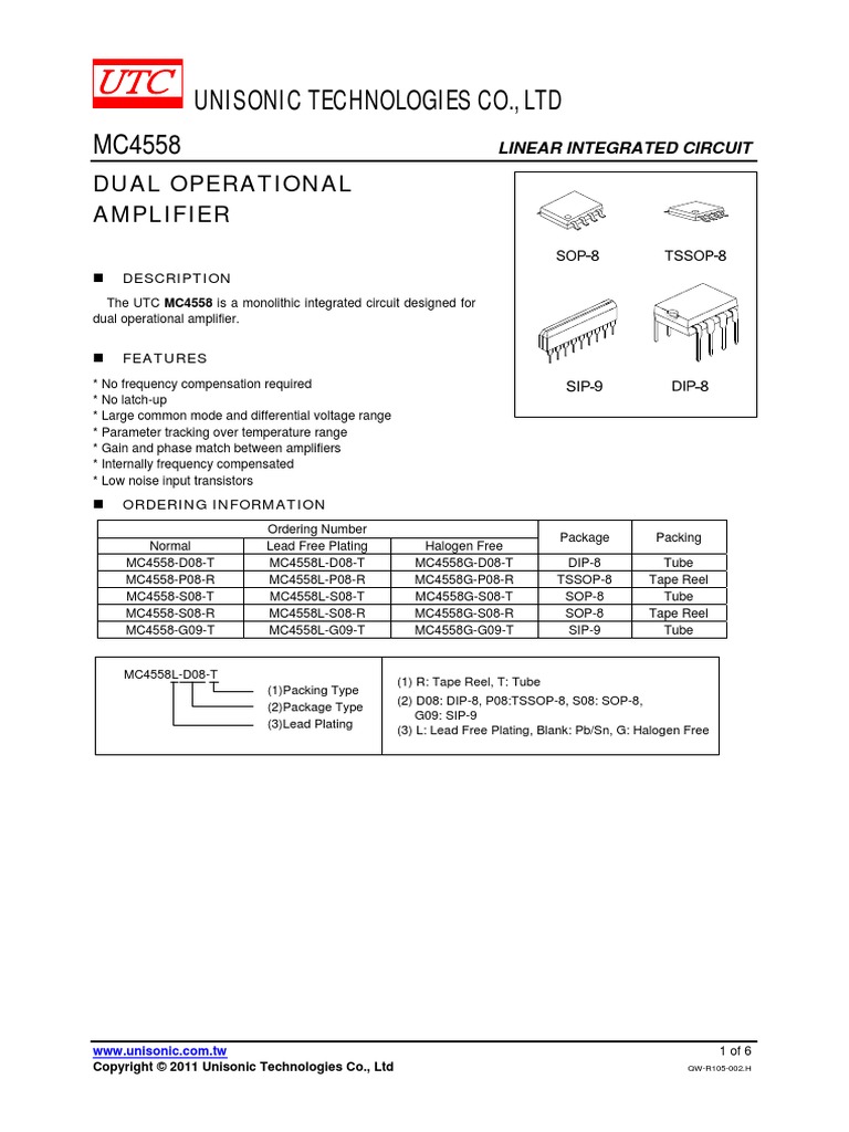 c4558 Amplifier Operational Amplifier