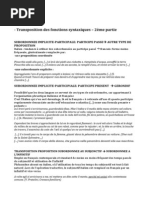 Transposition Et Organisation Phrastique