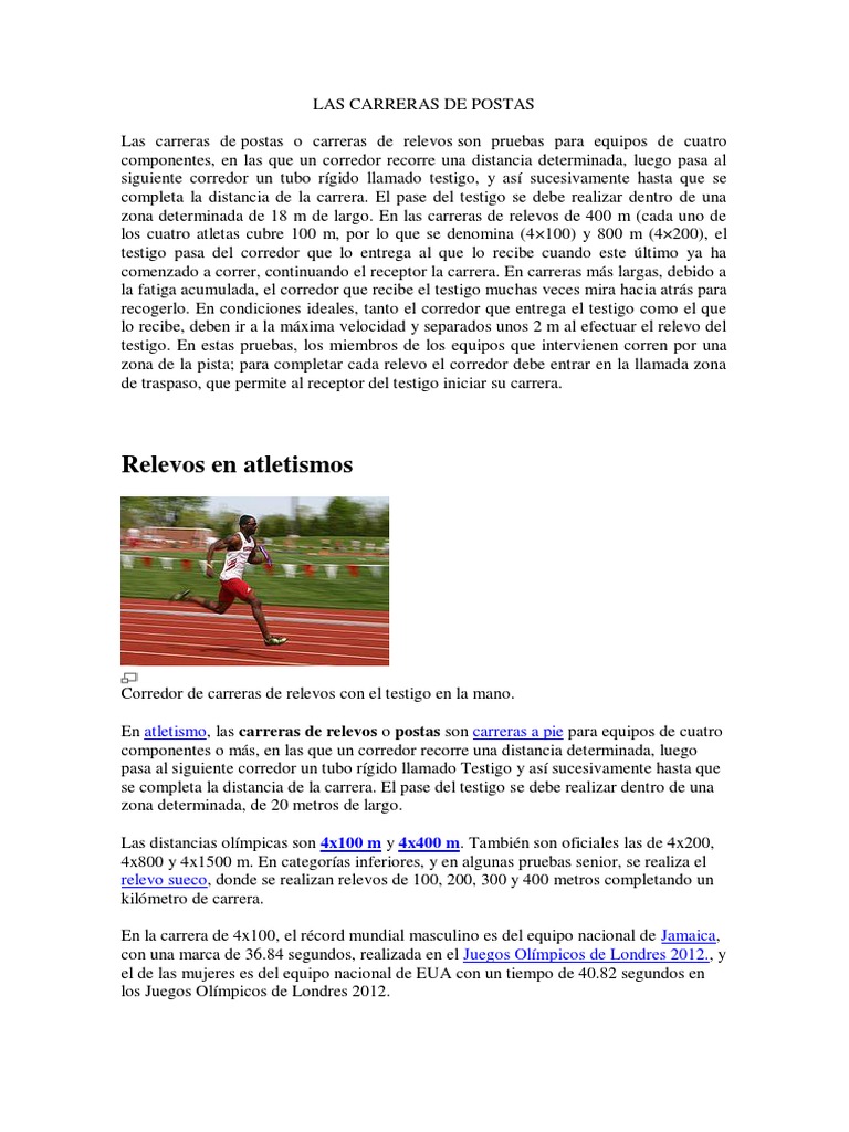 Carrera de Postas | PDF | Corriendo | Atletismo